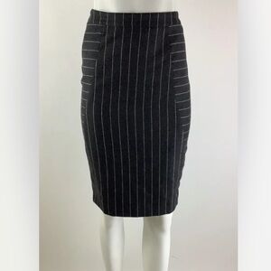 Les Copains Sz 0 Wool Cashmere Blend Pencil Pin Striped Skirt Charcoal Gray